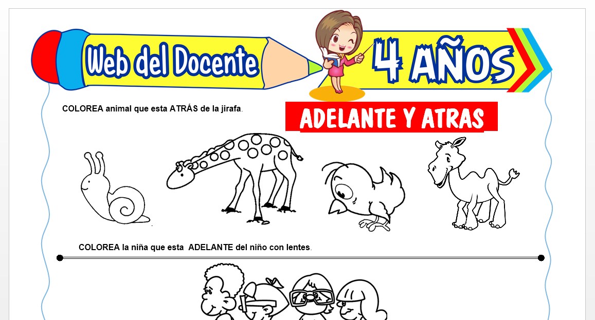 Ficha de Adelante y Atrás para Niños de 4 AÑOS