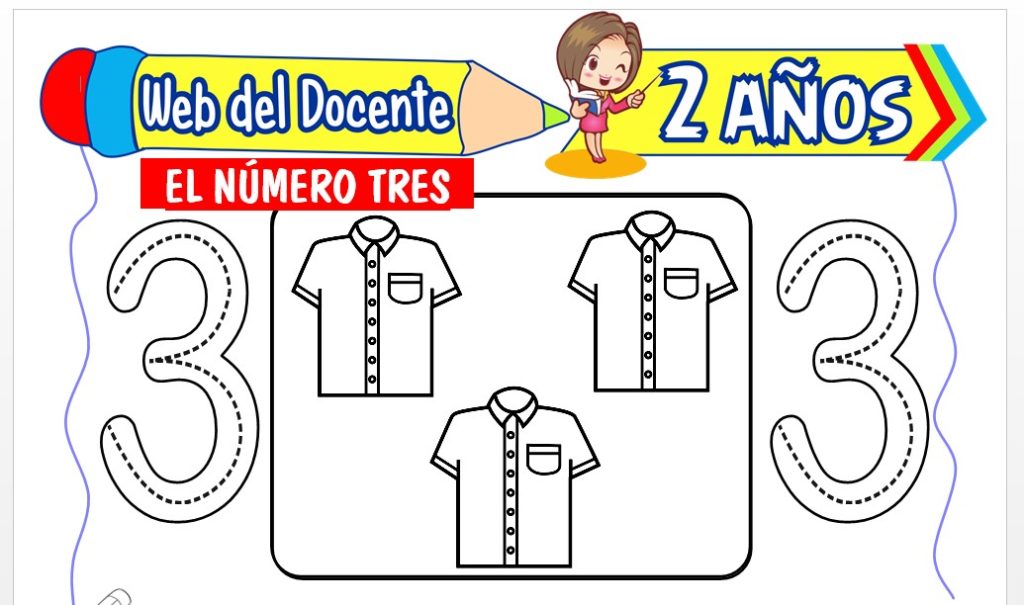Ficha de Conociendo el Número Tres para Niños de 2 Años