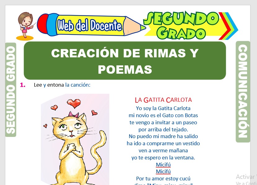 Creación de Rimas y Poemas para Segundo Grado de Primaria – GRATIS