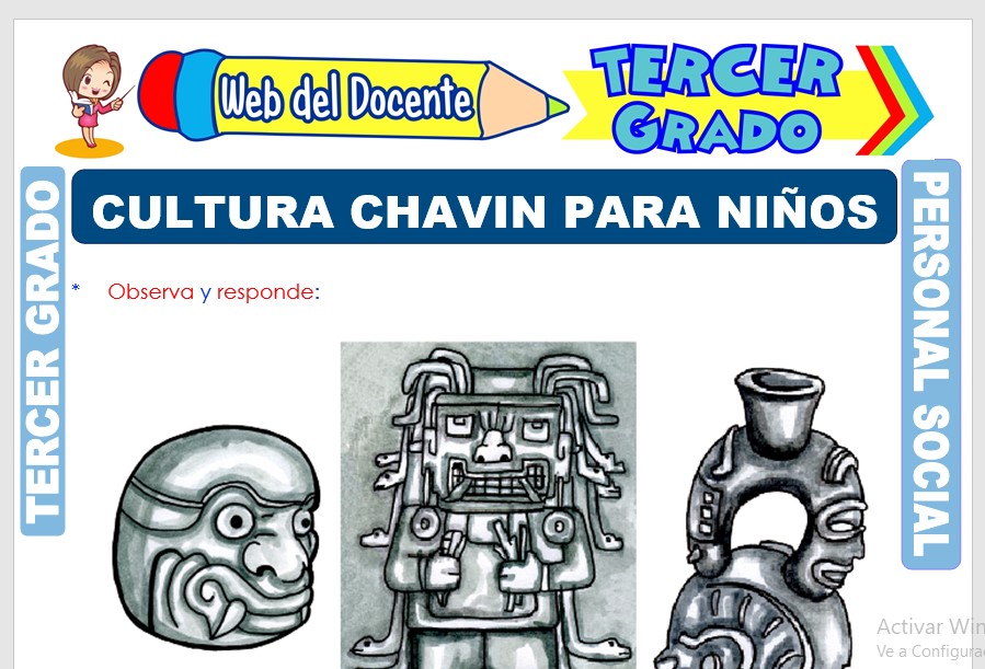 Ficha de Cultura Chavín para Niños para Tercer Grado de Primaria