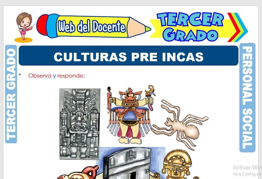 Ficha de Culturas Pre Incas para Tercer Grado de Primaria