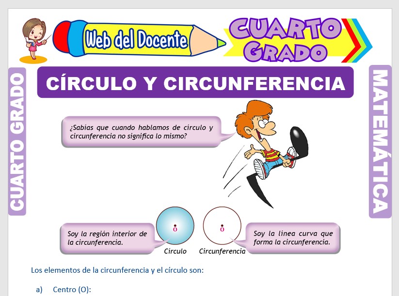 Ficha de Círculo y Circunferencia para Cuarto Grado de Primaria