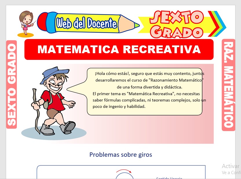 Ficha de Ejercicios de Matemática Recreativa para Sexto Grado de Primaria