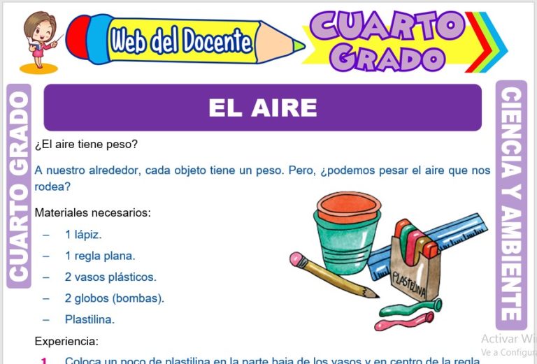 El Aire para Cuarto Grado de Primaria – Web del Docente