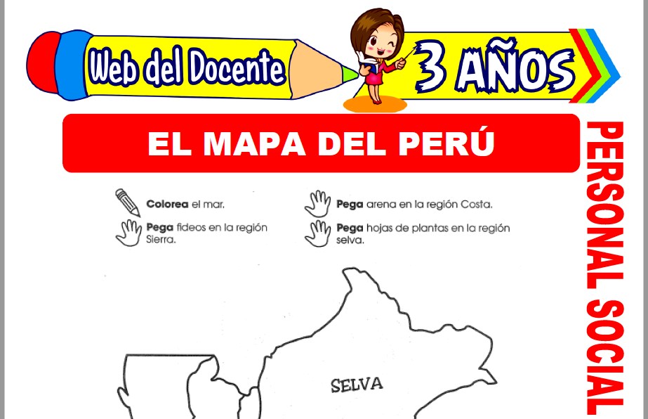 Muestra de la Ficha de El Mapa del Perú para Niños de 3 Años