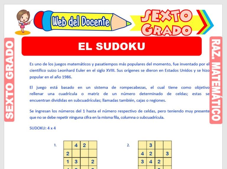 El Sudoku Para Sexto Grado De Primaria Web Del Docente