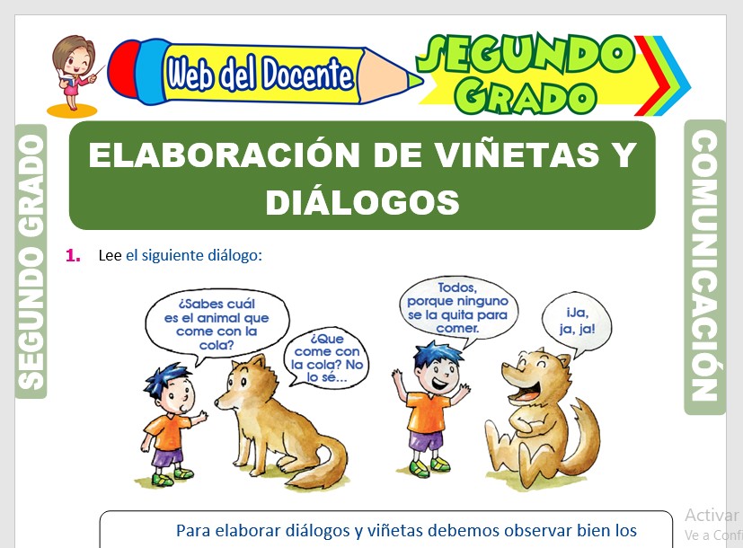 Ficha de Elaboración de Viñetas y Diálogos para Segundo Grado de Primaria
