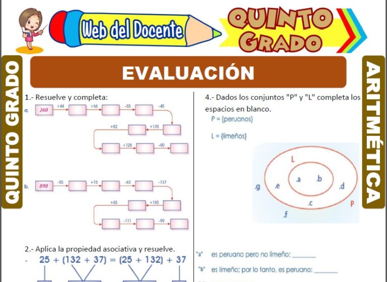Evaluación de Aritmética para Quinto Grado de Primaria – Web del Docente