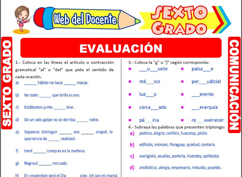 Evaluación de Comunicación para Sexto Grado de Primaria