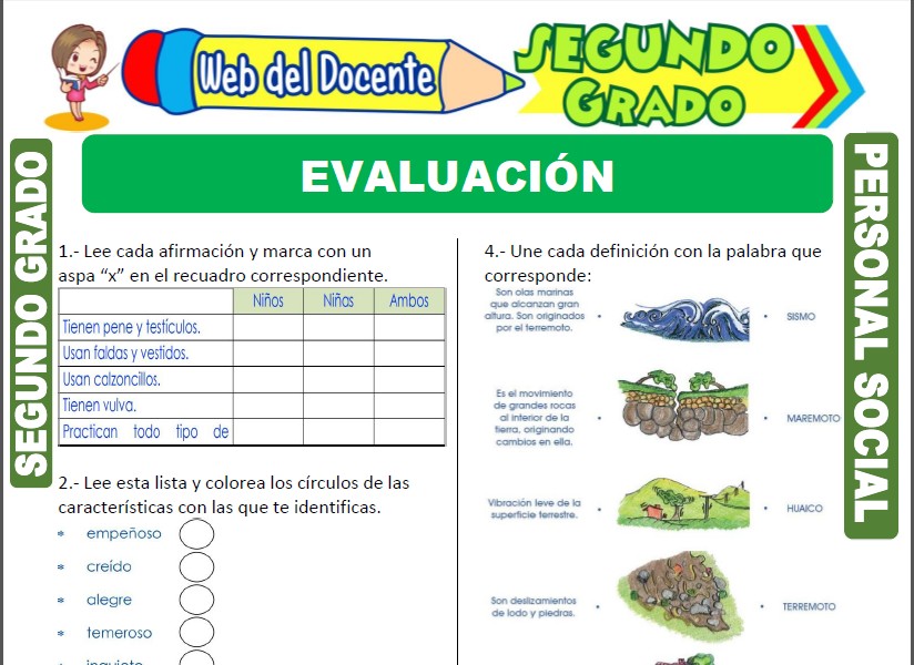 Evaluación de Personal Social para Segundo Grado de Primaria