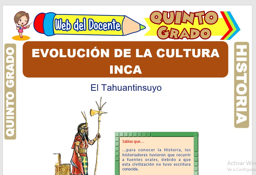 Ficha de Evolución de la Cultura Inca para Quinto Grado de Primaria