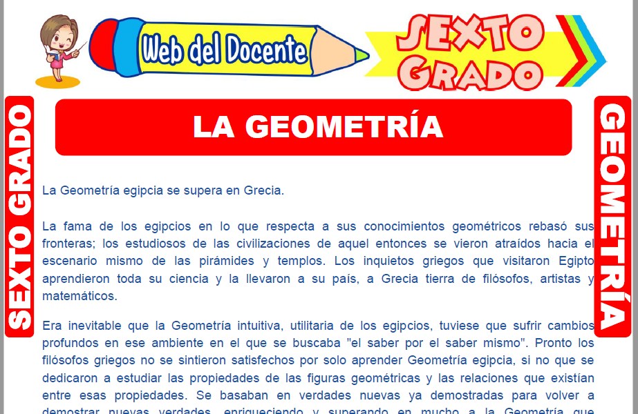 Muestra de la Ficha de Introducción a la Geometría para Sexto Grado de Primaria