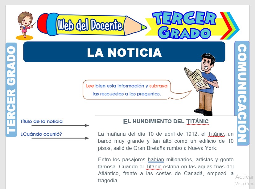 La Noticia Para Tercer Grado De Primaria Web Del Docente Hot Sex Picture 1415