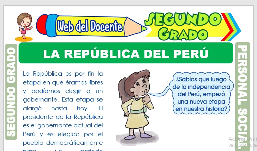 Ficha de La República del Perú para Segundo Grado de Primaria