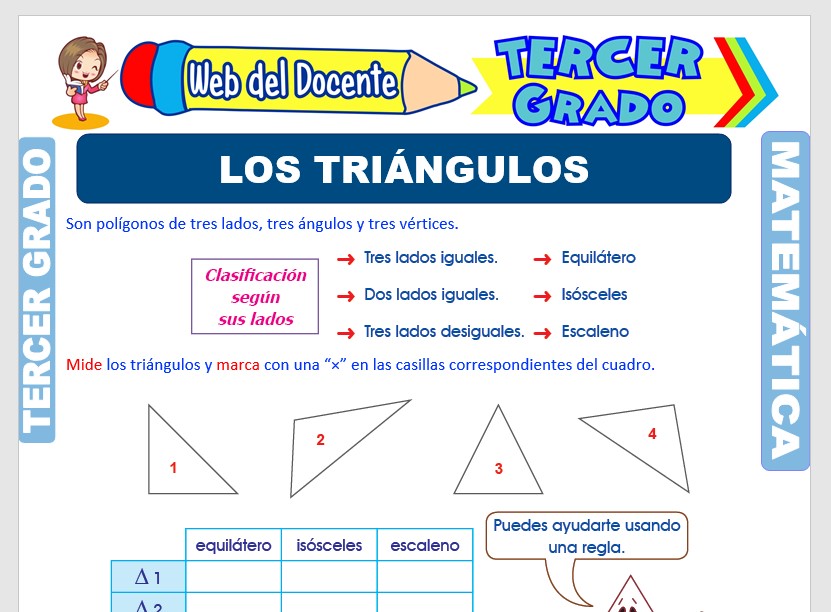 Ficha de Los Triángulos para Tercer Grado de Primaria
