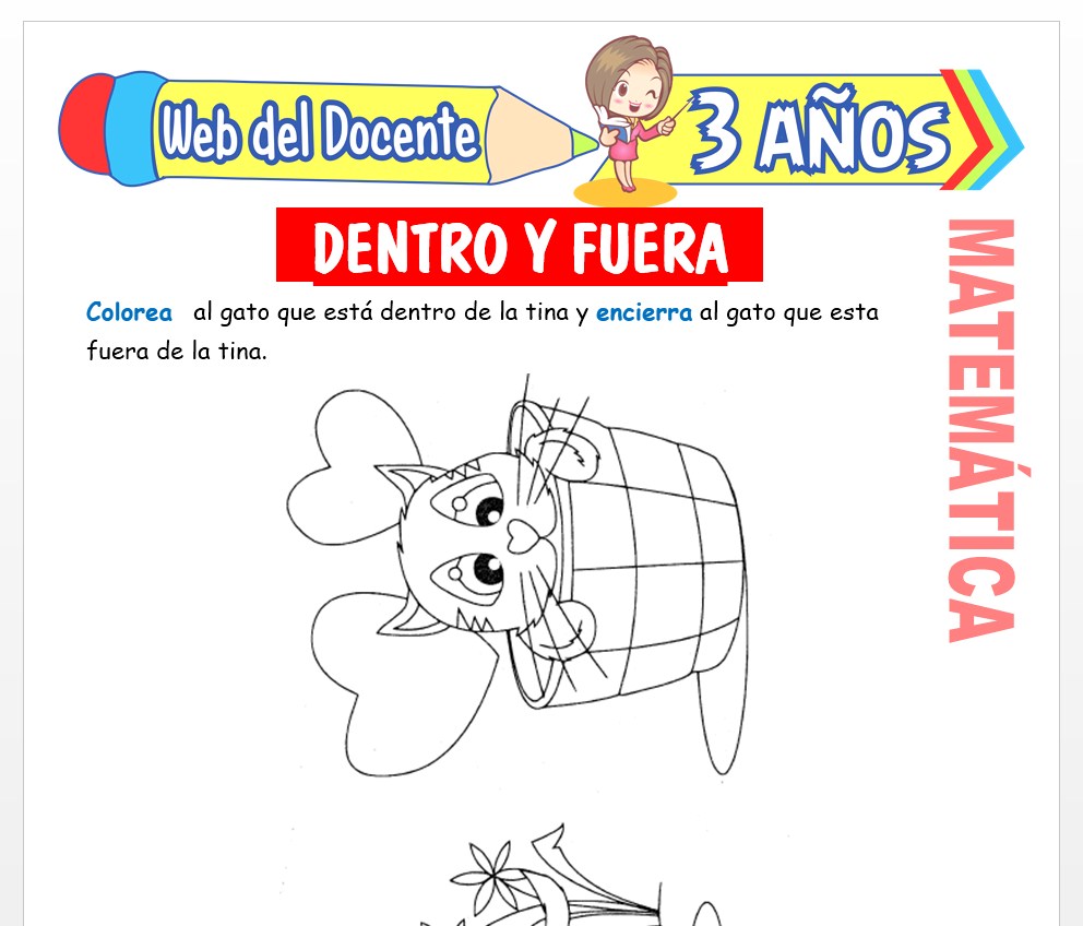 Ficha de Noción de Fuera y Dentro para Niños de 3 AÑOS