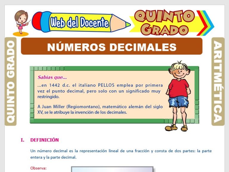 Número Decimal para Quinto Grado de Primaria – Web del Docente