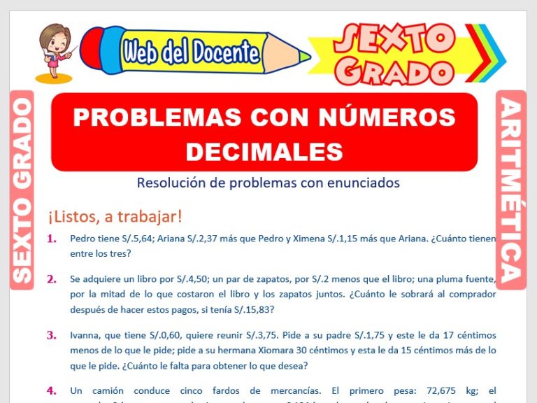 Problemas con Números Decimales para Sexto Grado de Primaria