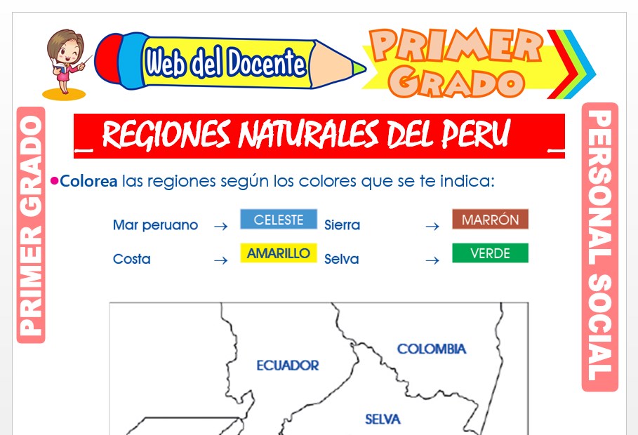 Ficha de Regiones Naturales del Perú para Primer Grado de Primaria
