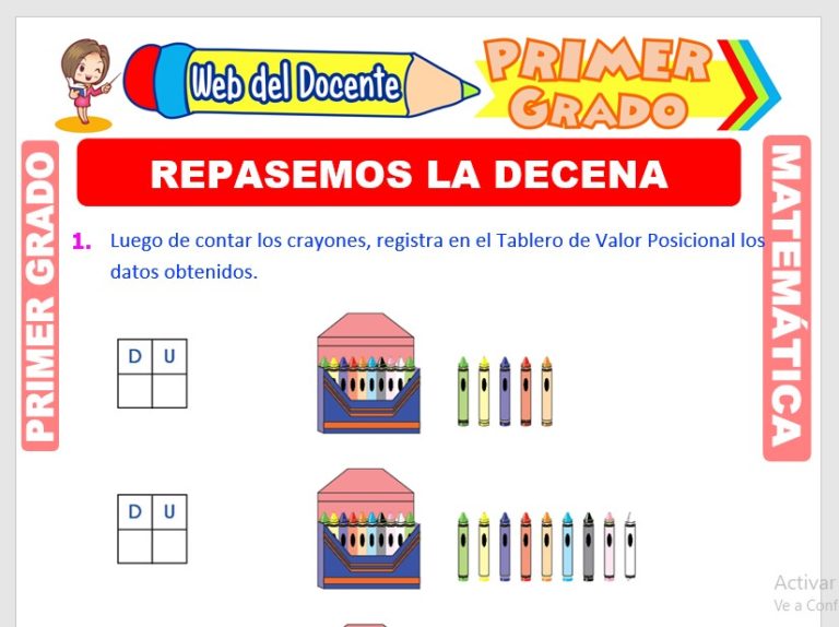 Repasemos la Decena para Primer Grado de Primaria – Web del Docente
