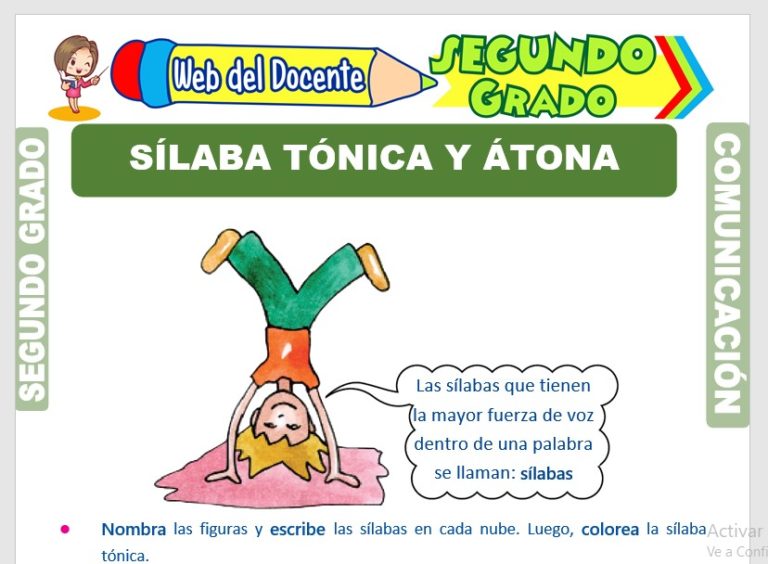 Sílaba Tónica y Átona para Segundo Grado de Primaria – GRATIS
