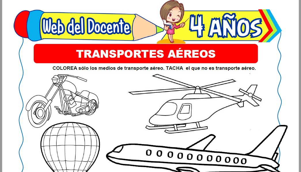 Muestra de la Ficha de Transportes Aéreos para Niños de 4 Años