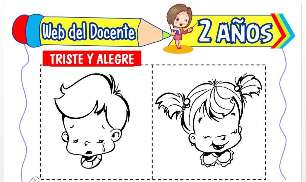 Ficha de Triste y Alegre para Niños de 2 Años