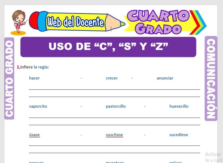 Uso de C S y Z para Cuarto Grado de Primaria – Web del Docente