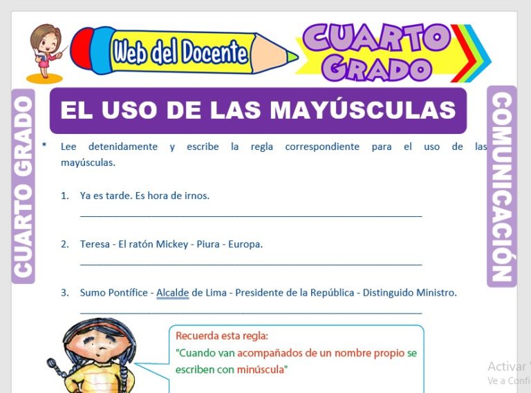 Clases de Artículos para Cuarto Grado de Primaria – Web del Docente