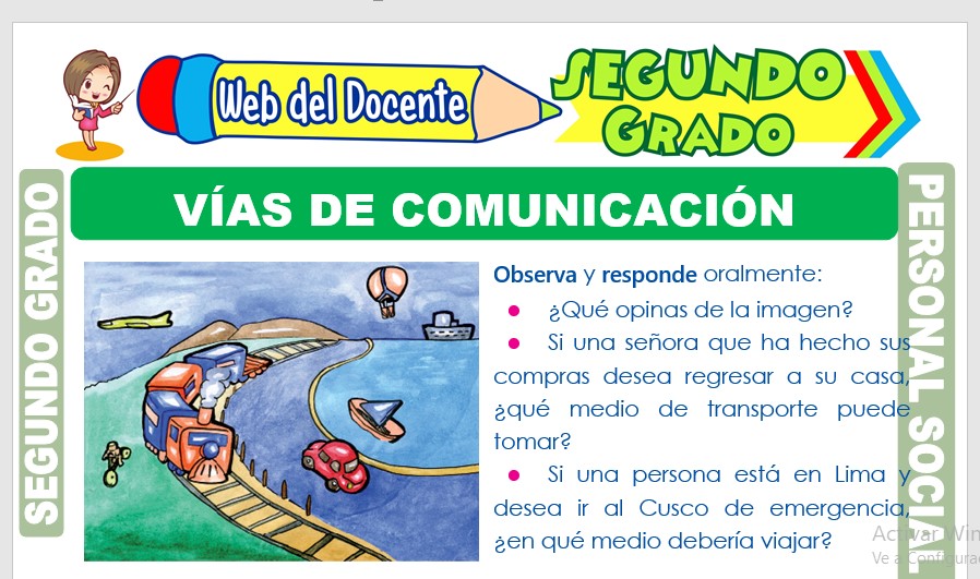 Vías de Comunicación para Segundo Grado de Primaria