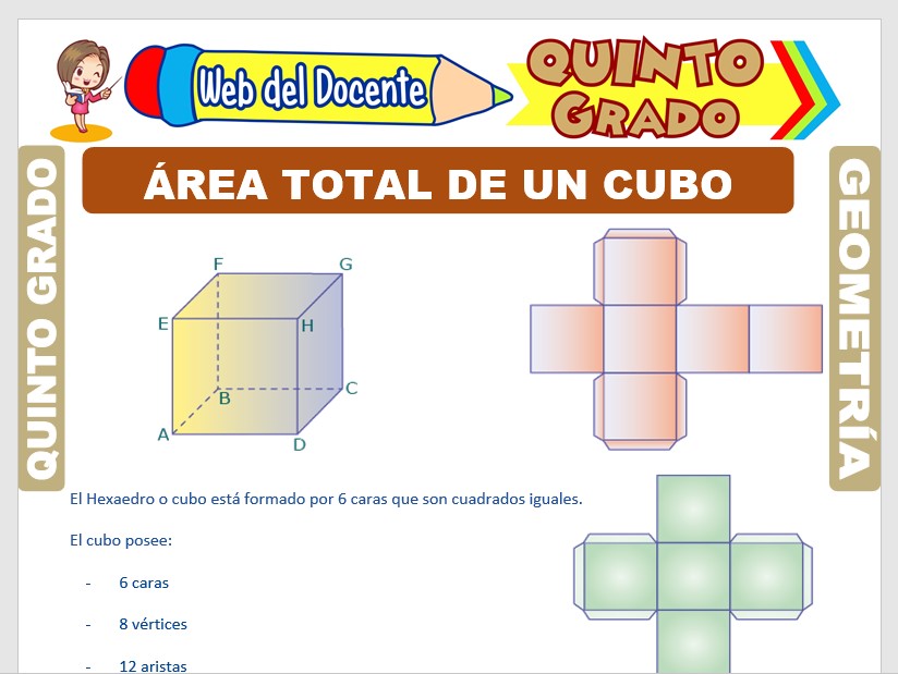 Ficha de Área Total de un Cubo para Quinto Grado de Primaria