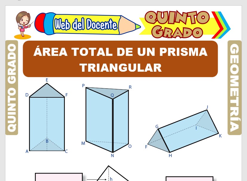 Ficha de Área Total de un Prisma Triangular para Quinto Grado de Primaria